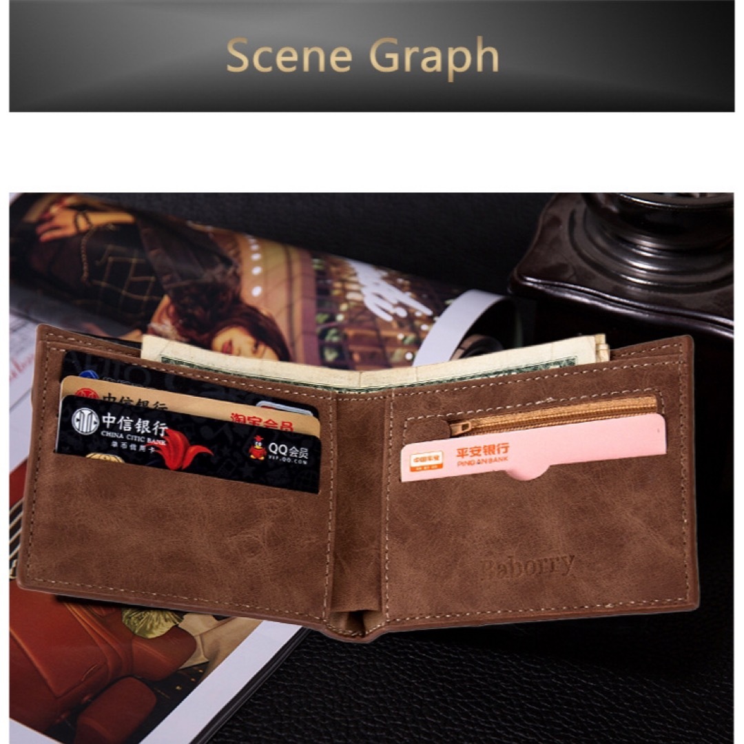 メンズ 二つ折り 財布 高級 ビジネス財布 カードホルダー ブラウン 小銭入れ メンズのファッション小物(折り財布)の商品写真