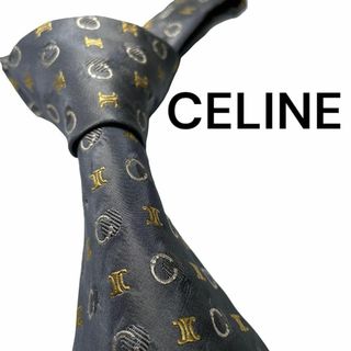 セリーヌ(celine)の626✨美品✨CELINE ネクタイ　マカダム　総柄　C柄　厚め　グレー　高級感(ネクタイ)