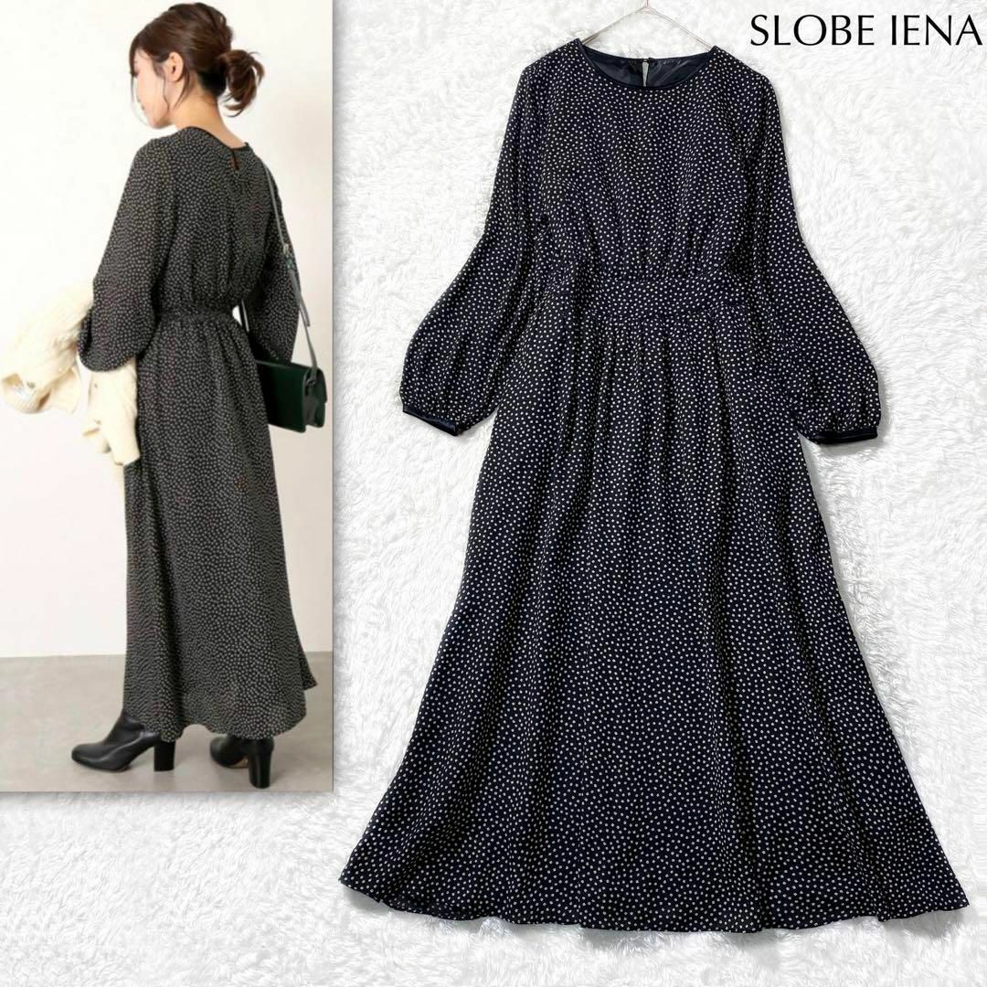 SLOBE IENA(スローブイエナ)の【美品】SLOBE IENA ドットフラワープリント ワンピース Aライン レディースのワンピース(ロングワンピース/マキシワンピース)の商品写真