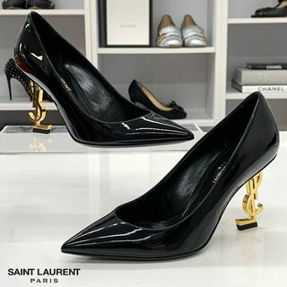 サンローラン(Saint Laurent)の8215 サンローラン オピウム パテント YSLロゴヒール パンプス ブラック(ハイヒール/パンプス)