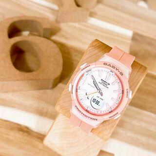 ベビージー(Baby-G)の美品【カシオ】CASIO ベビージー腕時計 BGS-100 スポーツ ピンク×白(腕時計)