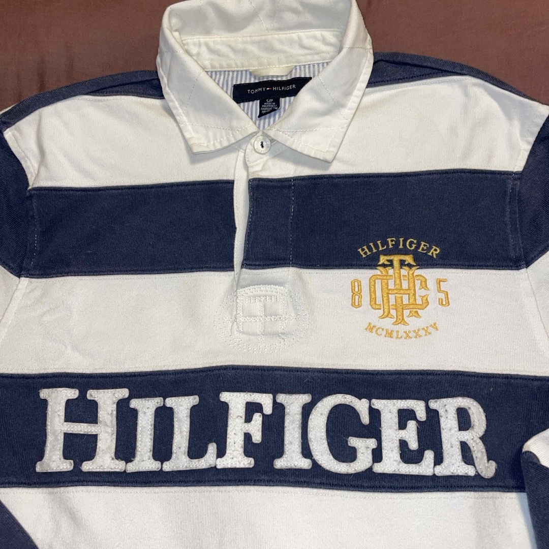 TOMMY HILFIGER(トミーヒルフィガー)のTOMMY HILFIGER  トミーヒルフィガー ボーダーラガーシャツ グレー メンズのトップス(スウェット)の商品写真