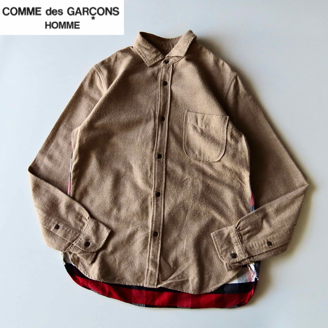 COMME des GARCONS HOMME(コムデギャルソンオム)のコムデギャルソンオム 背面チェック切替ネルシャツ XS 製品洗い加工 メンズのトップス(シャツ)の商品写真