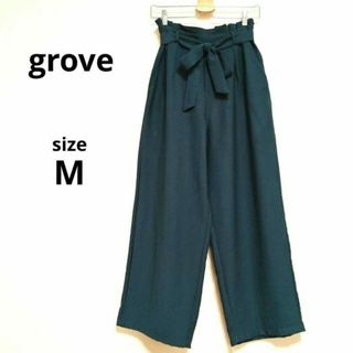 grove - グローブ ワイドパンツ ロング ペプラム リボンベルト ボトムス ワールド М