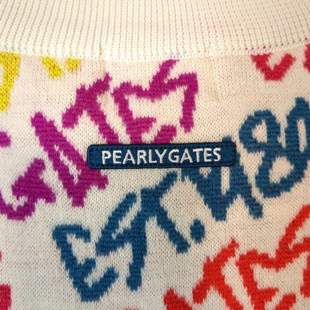 PEARLY GATES(パーリーゲイツ)のパーリーゲイツ　セーター　カラフル落書き　モックネック　総柄　刺繍ロゴ　ニット スポーツ/アウトドアのゴルフ(ウエア)の商品写真
