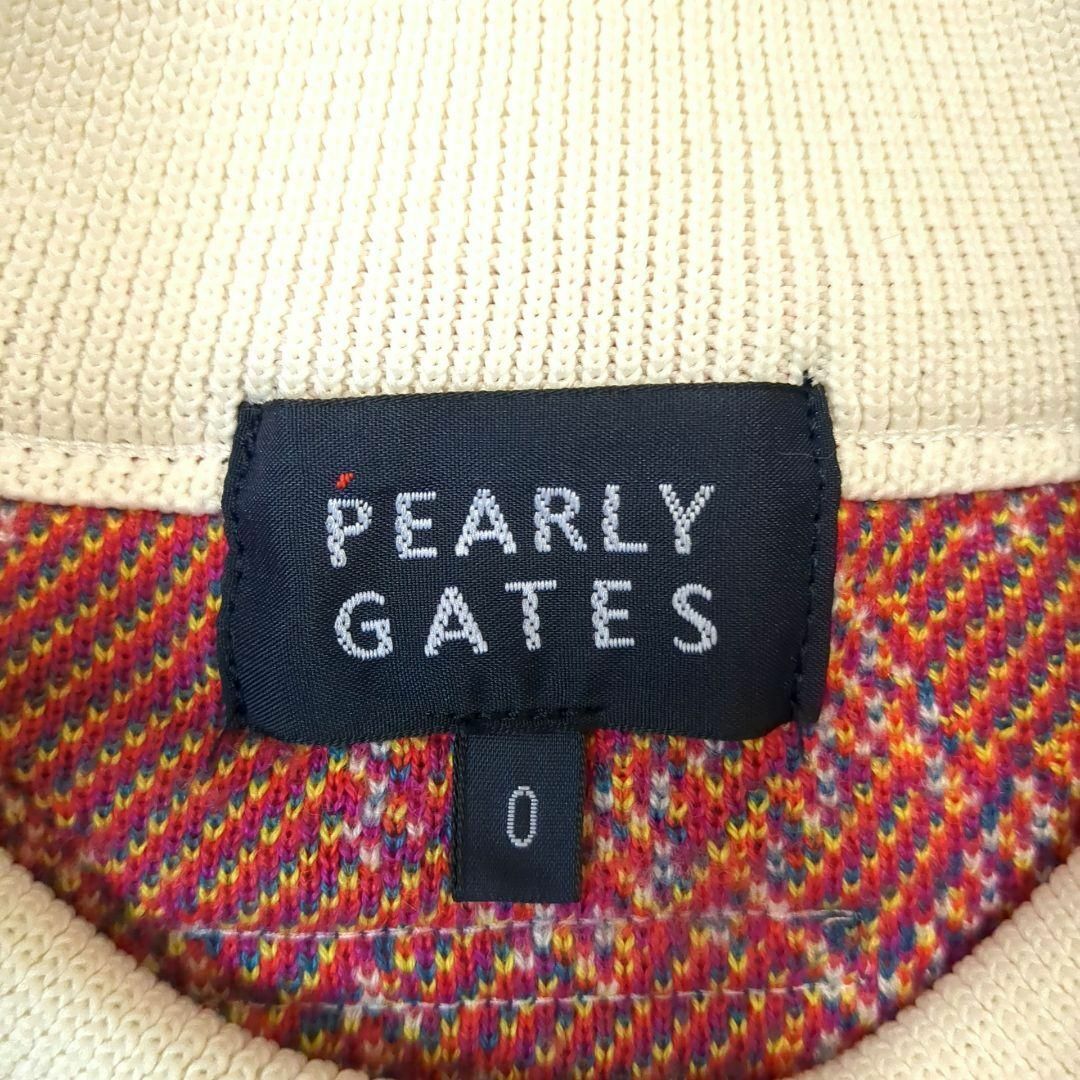 PEARLY GATES(パーリーゲイツ)のパーリーゲイツ　セーター　カラフル落書き　モックネック　総柄　刺繍ロゴ　ニット スポーツ/アウトドアのゴルフ(ウエア)の商品写真