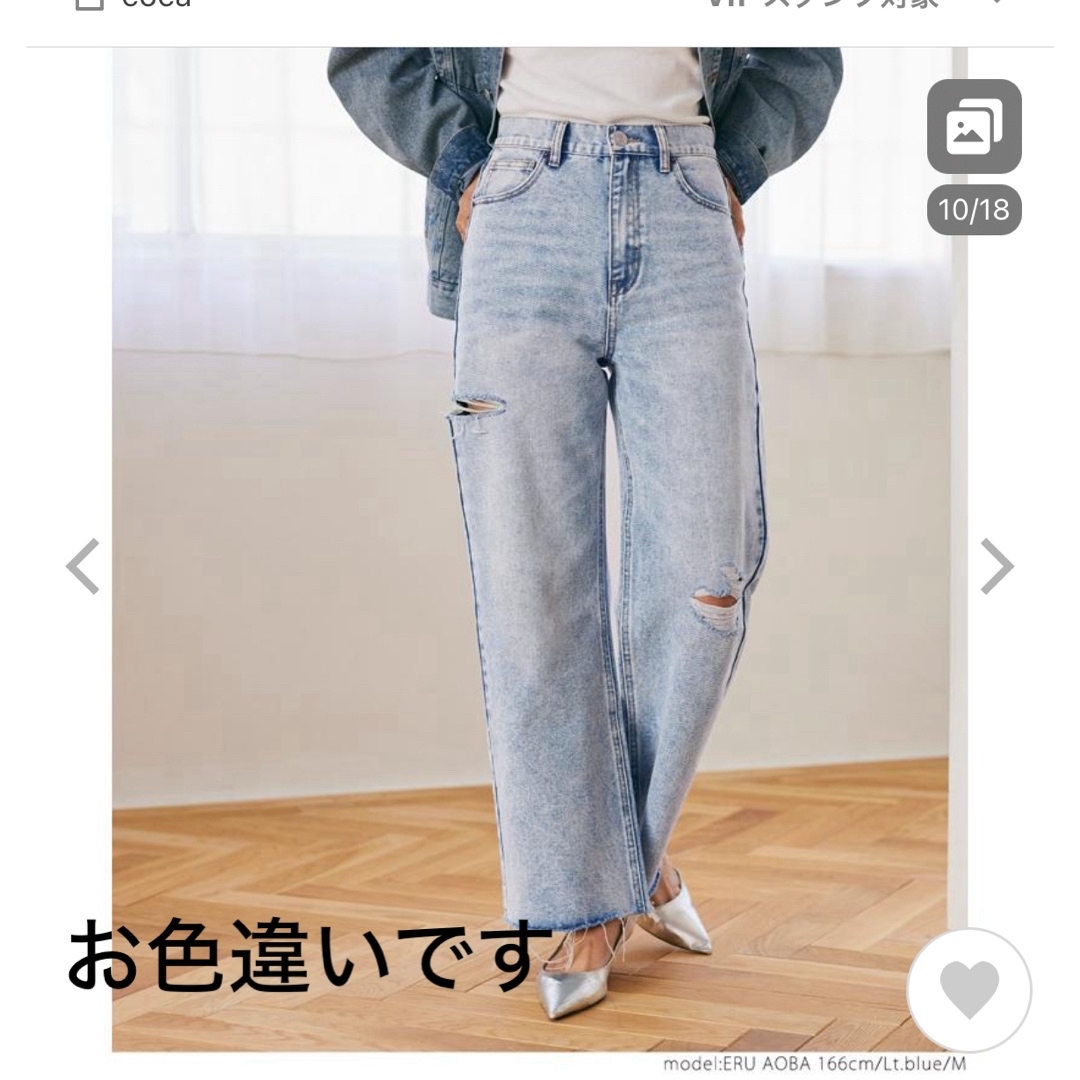 coca(コカ)のcoca ダメージスリットデニム Blue 新品 サイズM レディースのパンツ(デニム/ジーンズ)の商品写真