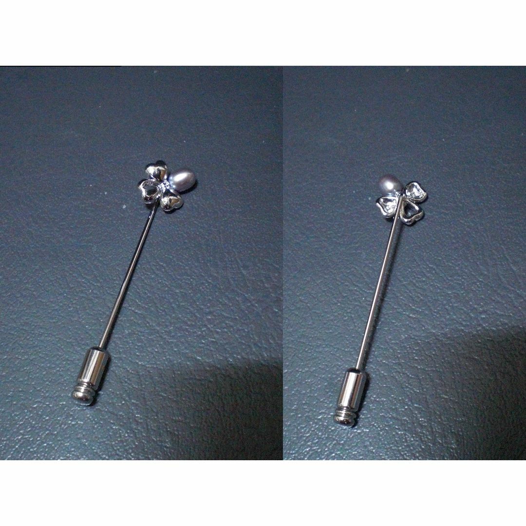 TASAKI(タサキ)のTASAKI ピンブローチ パール 四つ葉のクローバー SILVER レディースのアクセサリー(ブローチ/コサージュ)の商品写真