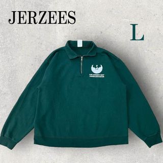 ジャージーズ(JERZEES)の美品 JERZEES UW-GREEN BAY ハーフジップ スウェット L 緑(スウェット)