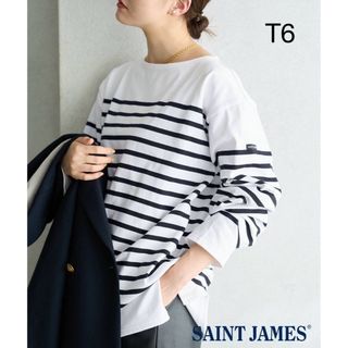 セントジェームス(SAINT JAMES)の【美品】セントジェームス　ナヴァル　ボーダー　ブラック　T6(Tシャツ(長袖/七分))