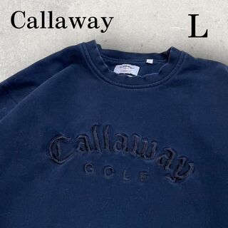 キャロウェイ(Callaway)の美品 Callaway キャロウェイ 刺繍 ビッグロゴ スウェット L ブラック(スウェット)