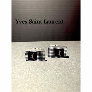 イヴサンローラン(Yves Saint Laurent)の 【YSLロゴ】k002 イヴサンローラン　カフス　リンクス　シルバー　ブラック(カフリンクス)