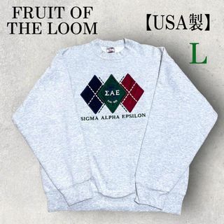 フルーツオブザルーム(FRUIT OF THE LOOM)の美品 USA製 FRUIT OF THE LOOM アーガイル 刺繍 スウェット(スウェット)