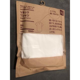 ムジルシリョウヒン(MUJI (無印良品))の【送料無料】【新品】無印  Ｖネック 紳士 白 Ｔシャツ サイズXL  (Tシャツ/カットソー(半袖/袖なし))