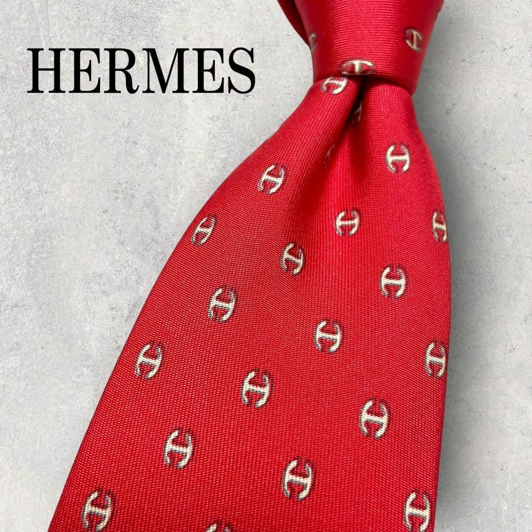 Hermes(エルメス)の美品 HERMES エルメス H柄 ドット柄 総柄 ネクタイ ピンク メンズのファッション小物(ネクタイ)の商品写真