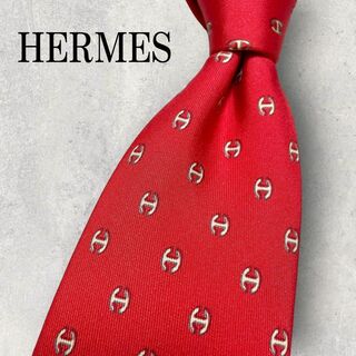 エルメス(Hermes)の美品 HERMES エルメス H柄 ドット柄 総柄 ネクタイ ピンク(ネクタイ)