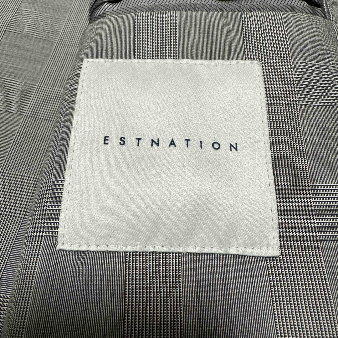 ESTNATION(エストネーション)のESTNATION エストネーション ダブルジャケット チェック グレー M メンズのジャケット/アウター(テーラードジャケット)の商品写真