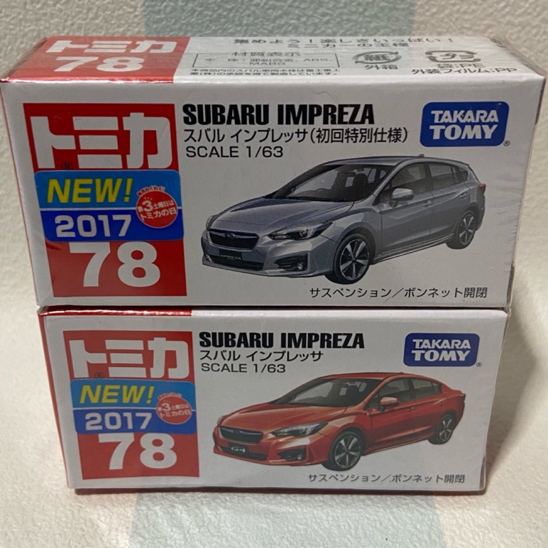 Takara Tomy(タカラトミー)のトミカ 78 スバルインプレッサ 初回通常２台セット 未開封 廃番 エンタメ/ホビーのおもちゃ/ぬいぐるみ(ミニカー)の商品写真