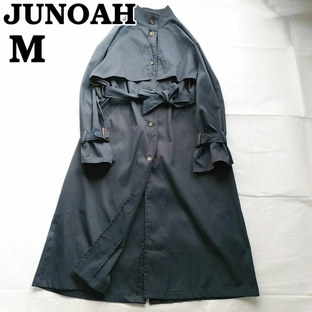 JUNOAH(ジュノア)の未使用　ジュノア　M　スタンドカラーオーバーサイズコート ネイビー　スプリング レディースのジャケット/アウター(トレンチコート)の商品写真