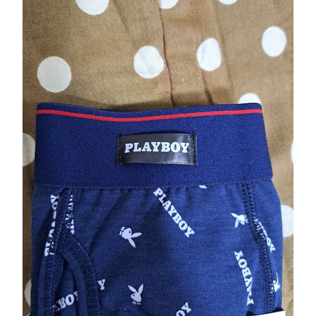 PLAYBOY(プレイボーイ)の【新品】PLAYBOY ボクサーパンツ 紺色 赤 メンズのアンダーウェア(ボクサーパンツ)の商品写真