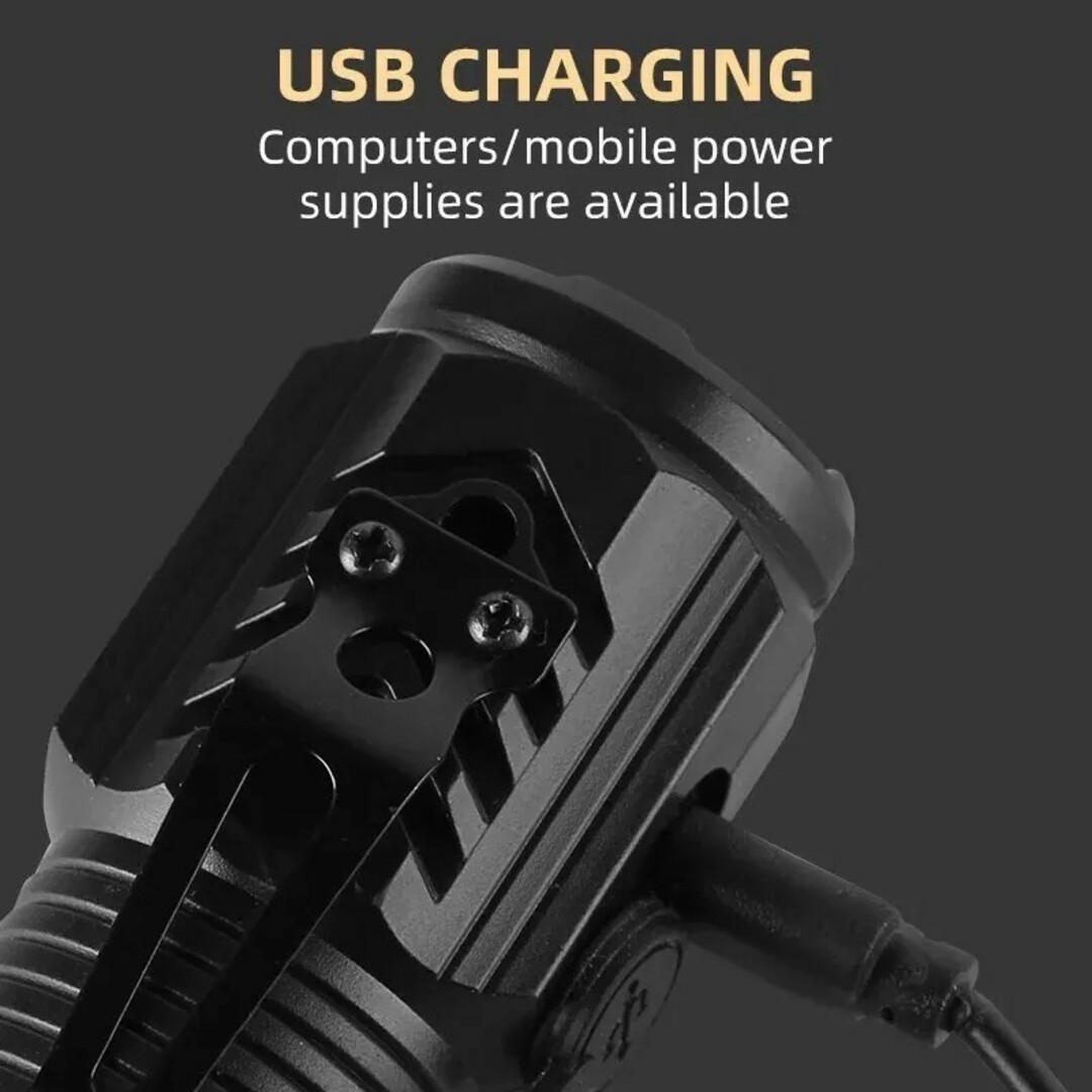 超強力な充電式LED懐中電灯,戦術懐中電灯,ミニトーチ,磁気ハンドランプ,3コア スポーツ/アウトドアのアウトドア(ライト/ランタン)の商品写真