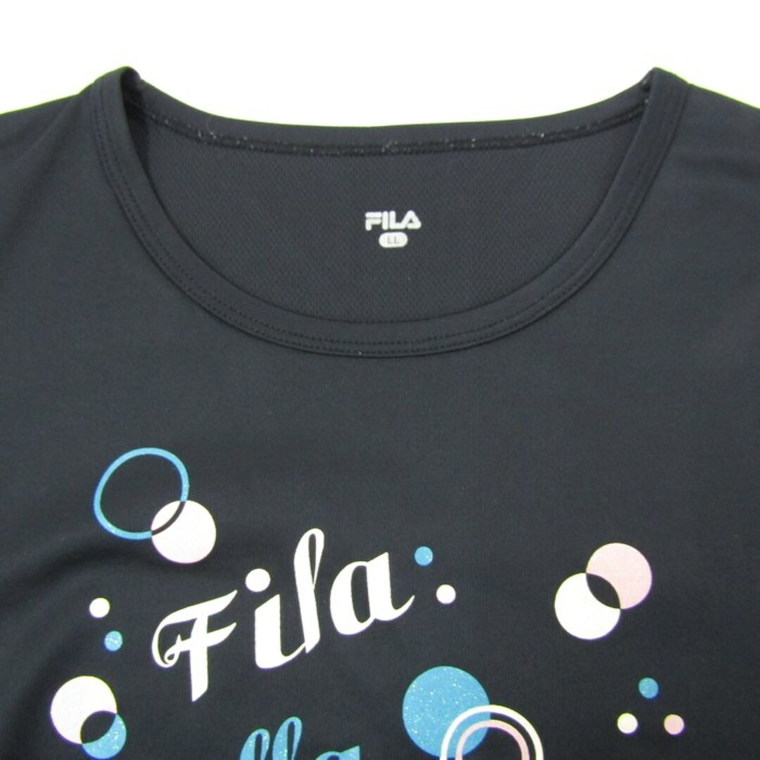 FILA(フィラ)のフィラ 半袖Tシャツ トップス カットソー スポーツウエア 大きいサイズ レディース LLサイズ ブラック FILA レディースのトップス(Tシャツ(半袖/袖なし))の商品写真