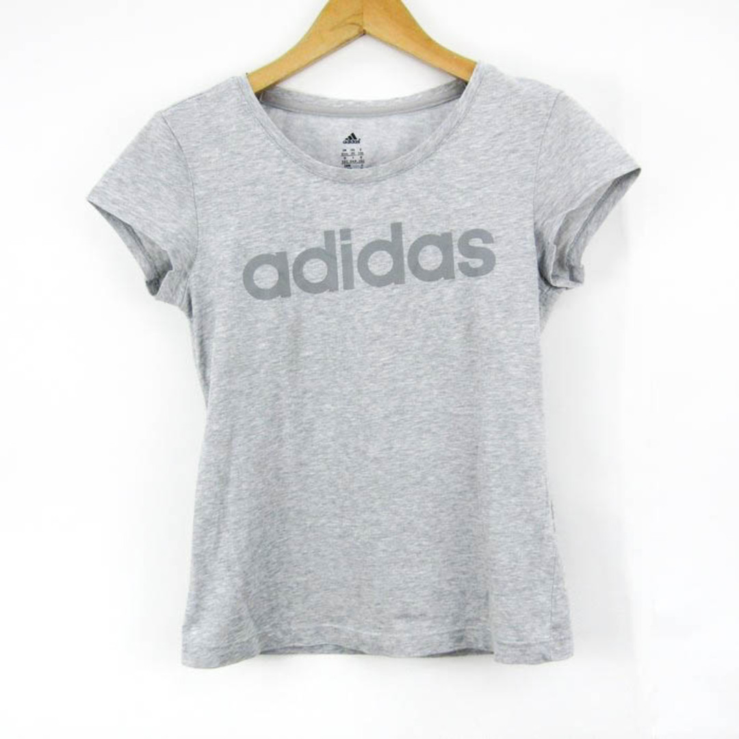 adidas(アディダス)のアディダス 半袖Tシャツ トップス カットソー スポーツウエア メランジ レディース Mサイズ グレー adidas レディースのトップス(Tシャツ(半袖/袖なし))の商品写真