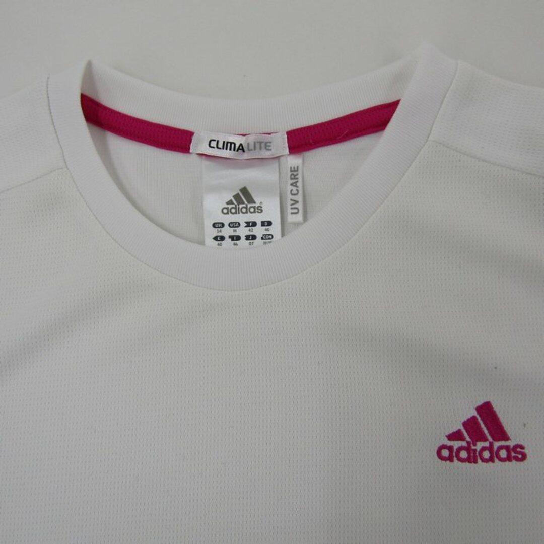 adidas(アディダス)のアディダス 半袖Tシャツ トップス カットソー スポーツウエア CLIMALITE UVケア レディース Mサイズ ホワイト adidas レディースのトップス(Tシャツ(半袖/袖なし))の商品写真