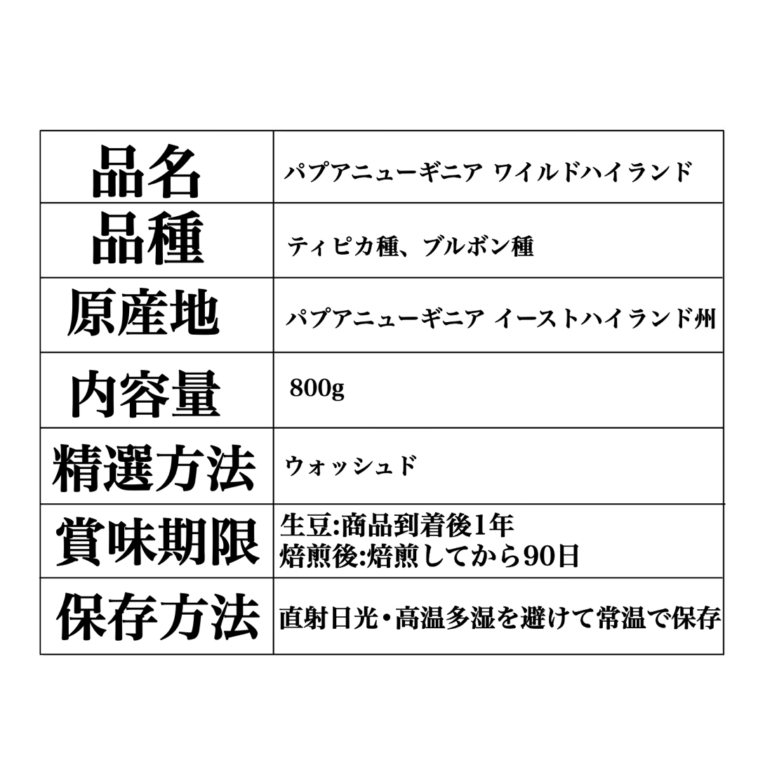 生豆 800g パプアニューギニア ワイルドハイランド スペシャリティ コーヒー 食品/飲料/酒の飲料(コーヒー)の商品写真