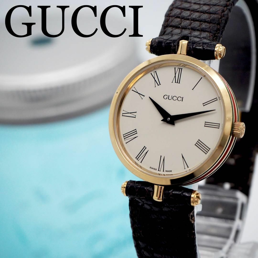 Gucci(グッチ)の585 GUCCI グッチ時計　メンズ腕時計　シェリーライン　ブラウン　希少品 メンズの時計(腕時計(アナログ))の商品写真