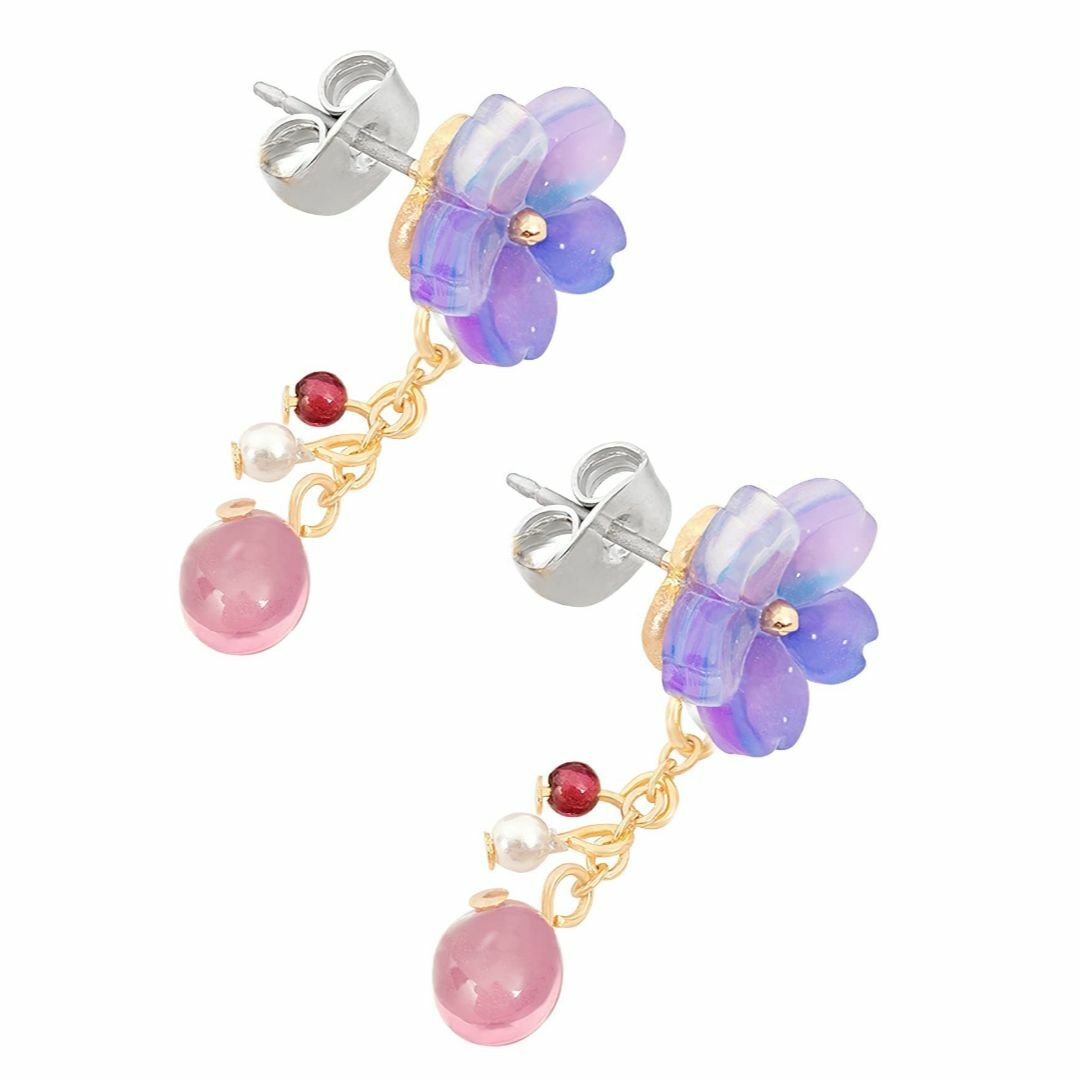 【色:青い紫】ONNFMH ピアス 桜 ゆれる 人気 レディース ギフト 花 ピ レディースのアクセサリー(その他)の商品写真