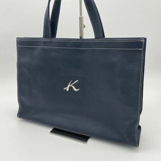 キタムラ(Kitamura)の【美品】キタムラ　肩掛け　レザー　ロゴ　トートバッグ　ブラック　ハンドバッグ(トートバッグ)