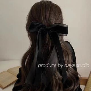 【売れてます】レディース 可愛い リボン 髪留め ベロア 黒 ヘアピン(ヘアゴム/シュシュ)