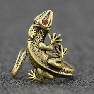 ゴールド 合金 トカゲ リング ヤモリ カメレオン 指輪 アンティーク 動物(リング(指輪))