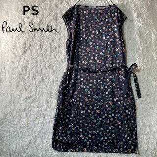 ポールスミス(Paul Smith)の美品 PSポールスミス ジュエリーノースリーブワンピース 44L 大きいサイズ(ひざ丈ワンピース)