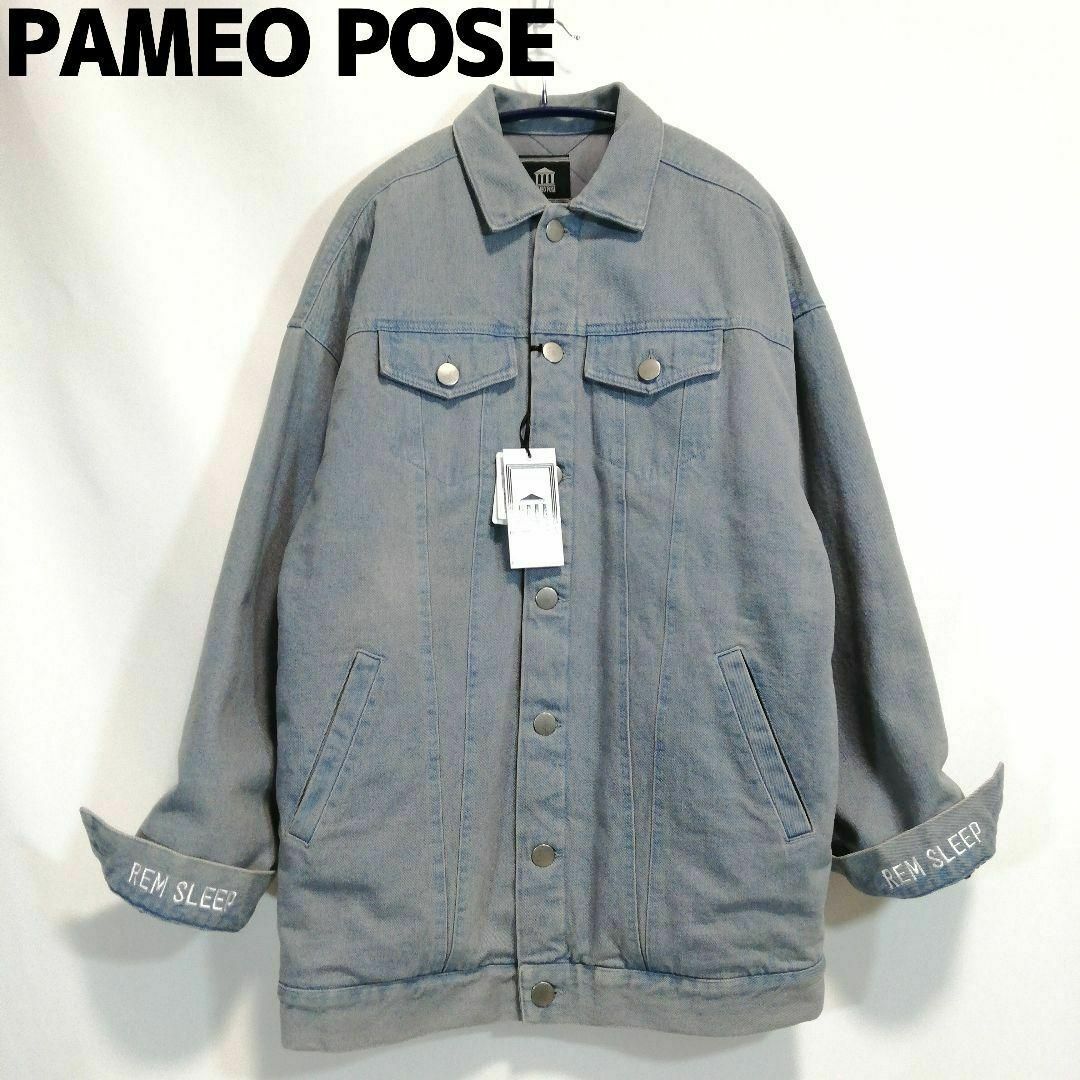 PAMEO POSE(パメオポーズ)のPAMEO POSE 中綿入りデニムジャケット Gジャン 刺繍 パメオポーズ F レディースのジャケット/アウター(Gジャン/デニムジャケット)の商品写真