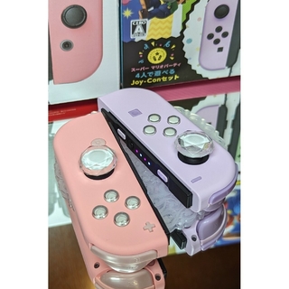 ニンテンドースイッチ(Nintendo Switch)の任天堂純正正規品のボタンカスタム パステルパープル パステルピンク ジョイコン(その他)