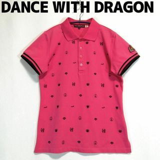 ダンスウィズドラゴン(Dance With Dragon)のダンスウィズドラゴン ゴルフウェア 半袖ポロシャツ レディース ピンク 2 M(ウエア)