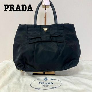 プラダ(PRADA)の美品 PRADA テスート ポノコ リボン　ナイロン　レザー　トートバッグ(ハンドバッグ)