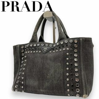 プラダ(PRADA)のPRADA プラダ　e2 カナパS　ビジュー　ハンドバッグ　三角ロゴ(ハンドバッグ)