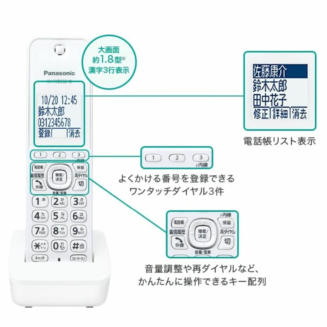 【子機増設設定済み・すべて漢字表記】パナソニック デジタルコードレス電話機 迷惑 スマホ/家電/カメラの生活家電(その他)の商品写真