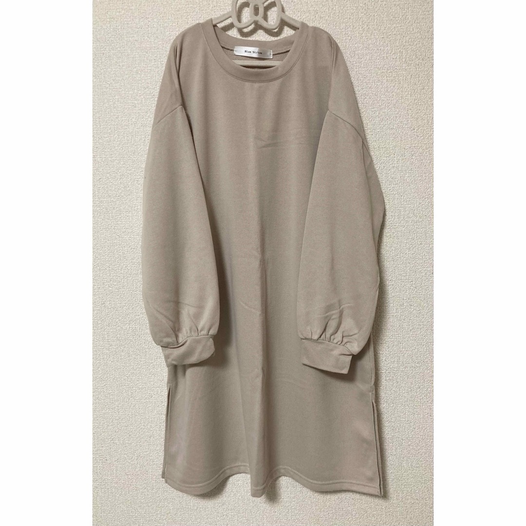 チュニック☆ワンピース☆ふんわり袖☆beige☆ L size☆ゆったりめ☆ レディースのワンピース(ひざ丈ワンピース)の商品写真