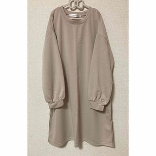 チュニック☆ワンピース☆ふんわり袖☆beige☆ L size☆ゆったりめ☆(ひざ丈ワンピース)