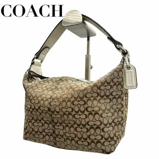 コーチ(COACH)の美品　COACH コーチ　s12 ミニシグネチャー　ハンドバッグ　キャンバス　茶(ハンドバッグ)