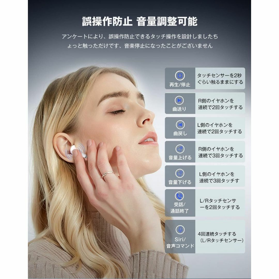 ワイヤレスイヤホン bluetooth 5.3 長時間 左右分離 独立イヤホン スマホ/家電/カメラのオーディオ機器(ヘッドフォン/イヤフォン)の商品写真