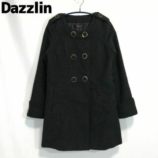 dazzlin - ダズリン ノーカラーコート ブラック 黒 Sサイズ ラメ感 レディース ダブル