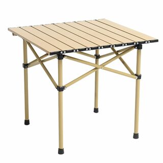 【色: イエロー】アウトドア 折り畳みテーブル キャンプ テーブル アルミ製 超(テーブル/チェア)