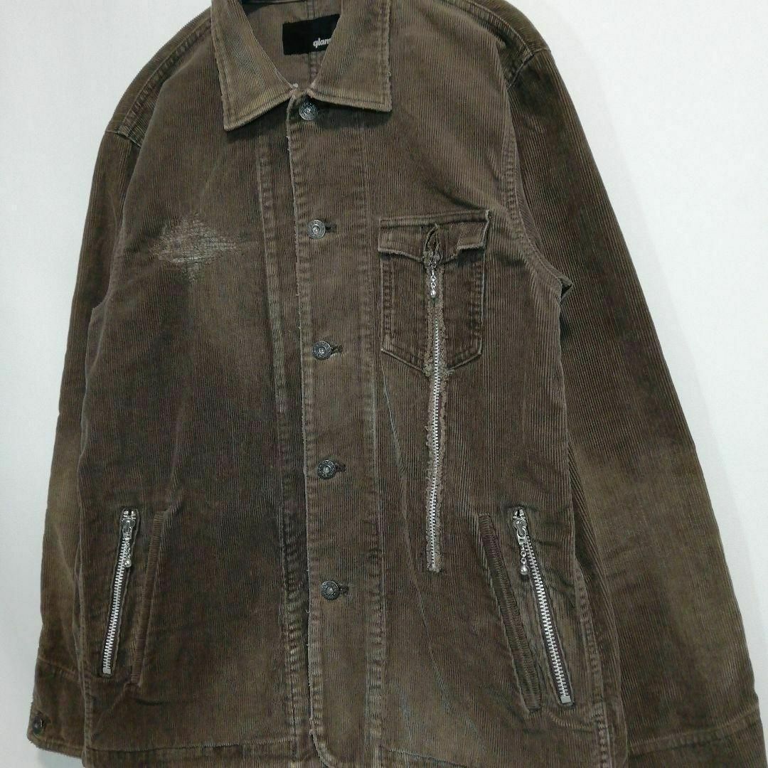 glamb(グラム)のglamb ダメージ加工 コーデュロイジャケット ブルゾン ブラウン 2 グラム メンズのジャケット/アウター(Gジャン/デニムジャケット)の商品写真