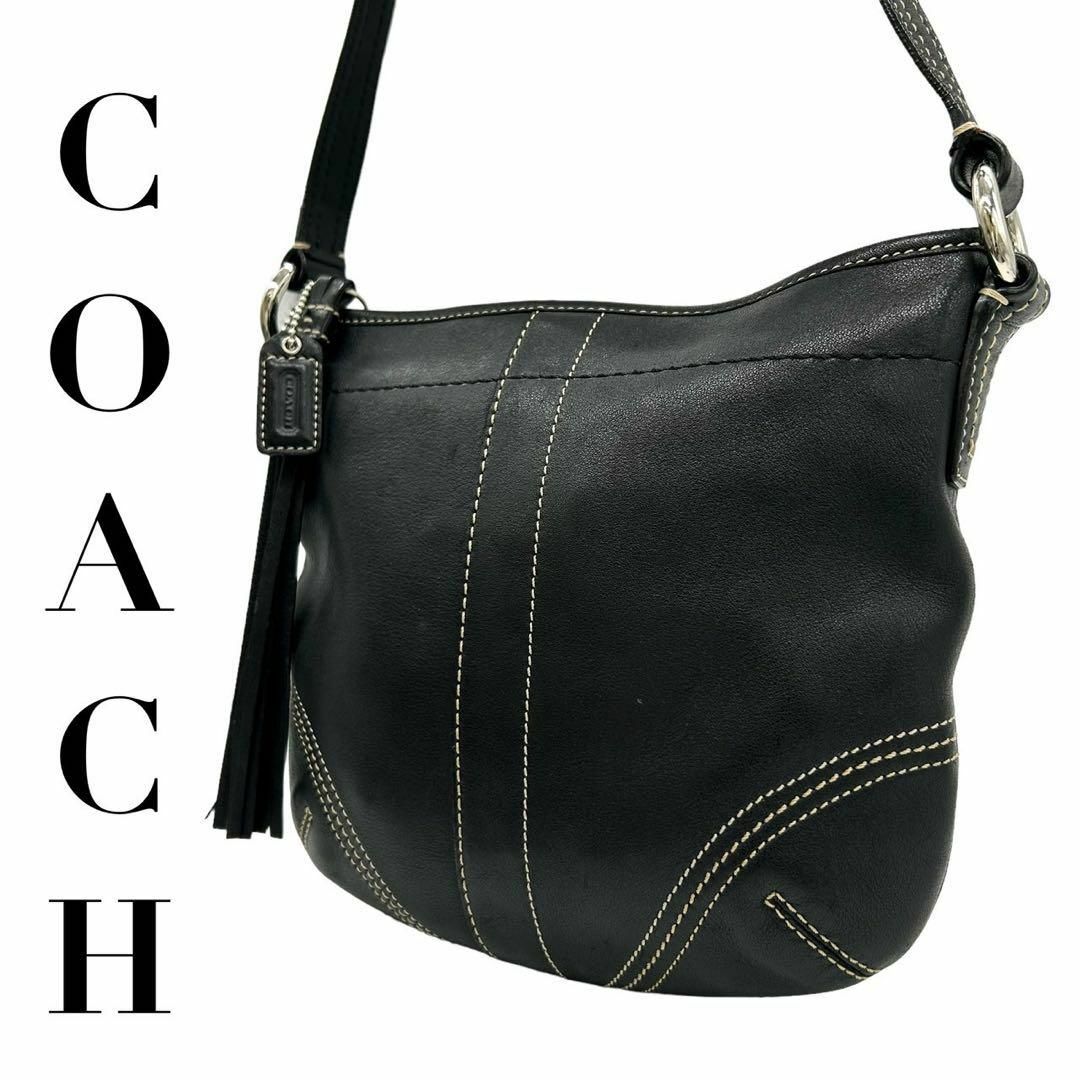 COACH(コーチ)の美品　COACH コーチ　s60 レザー　斜め掛け　ショルダーバッグ　ブラック レディースのバッグ(ショルダーバッグ)の商品写真