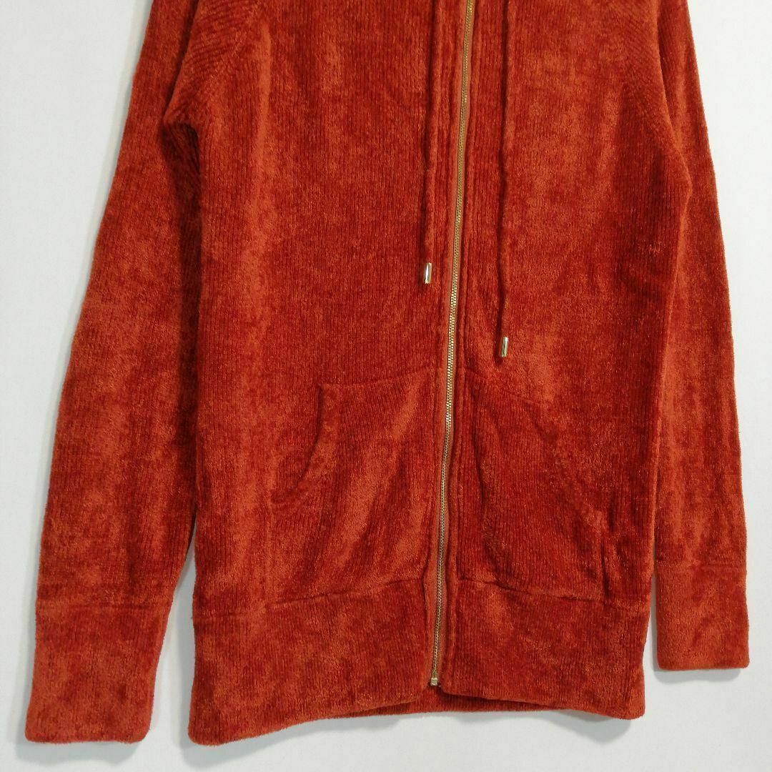 LOUNIE(ルーニィ)のルーニィ モールニットパーカー ジャケット 長袖 フード オレンジブラウン レディースのトップス(パーカー)の商品写真